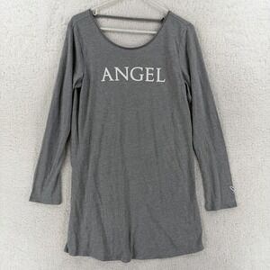 Victoria's Secret Sleep Shirt Womens Small Gray Angel Graphic Long Sleeve NWT‎
